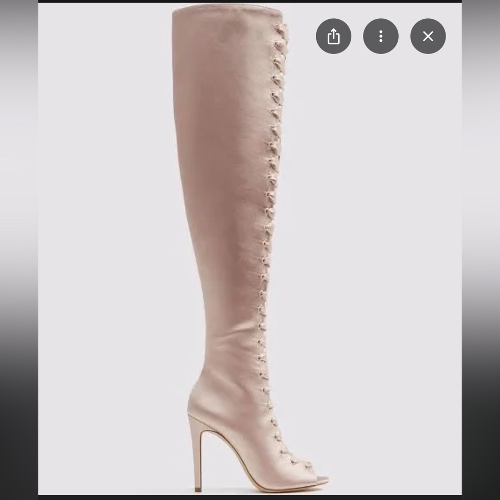 Elegant Pink Satin Lace-Up Knee-High Boots size 8 by Aldo - Picture 2 of 16